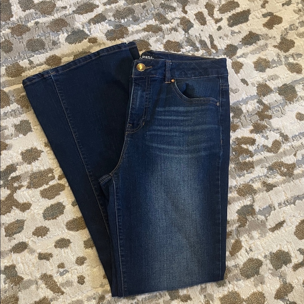 d.jeans Classic Flare Leg Jeans Dark Wash Size 8 Stretch Denim